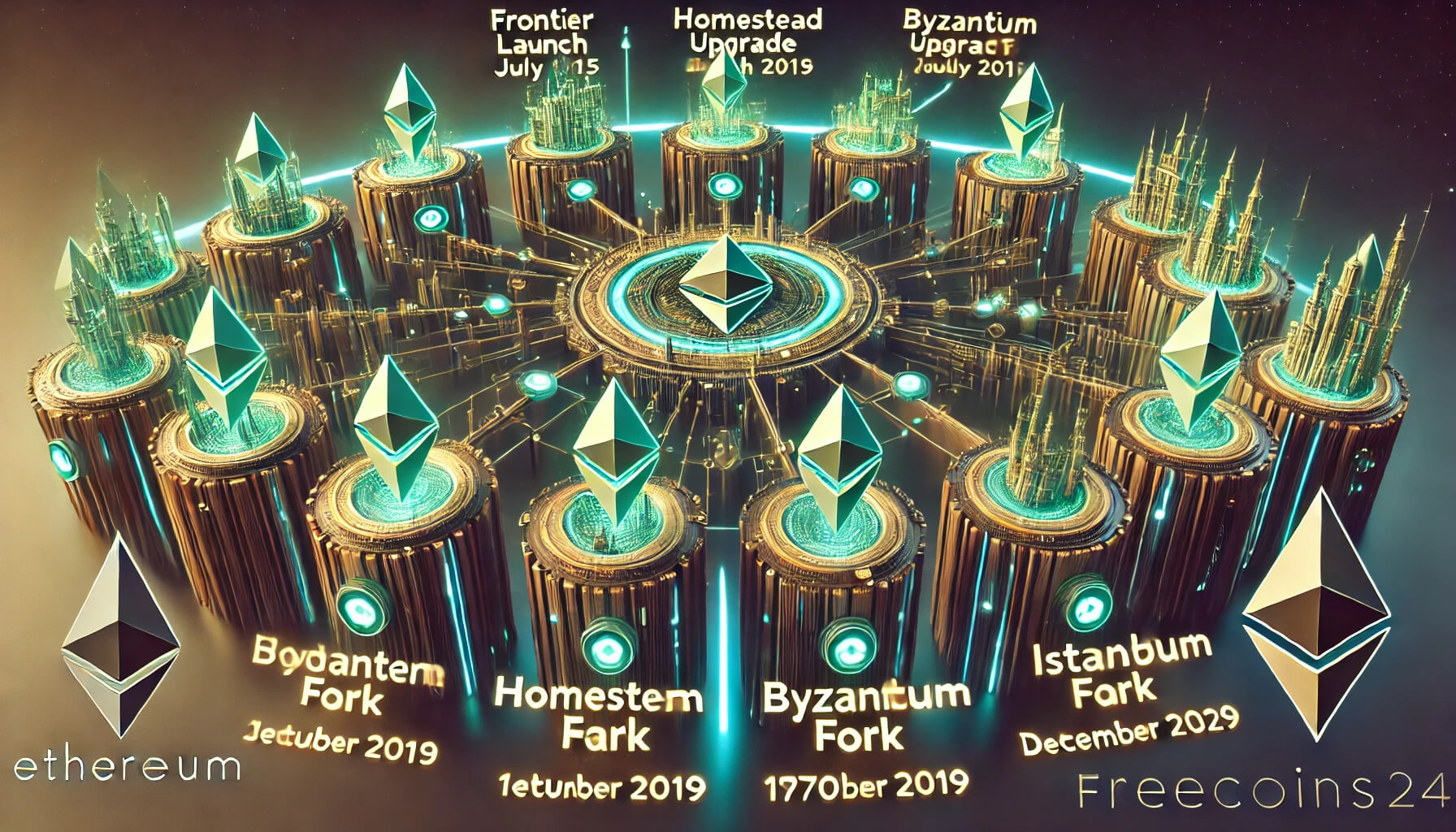 DALL·E-2024-07-28-14.44.08-A-futuristic-3D-graphic-illustrating-the-key-hardforks-in-Ethereums...jpg